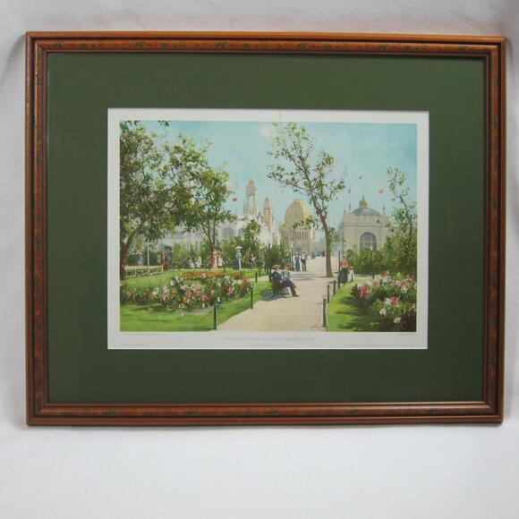 Antique Art Print Francis C. Jones Wooded Island 1893 Chicago Worlds Fair RARE